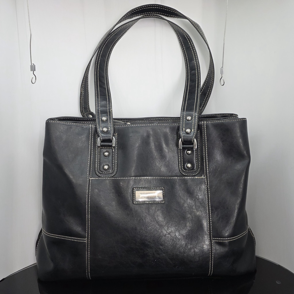Franklin Covey Heritage Laptop 737510 Black Faux Leather Tote Purse Bag
